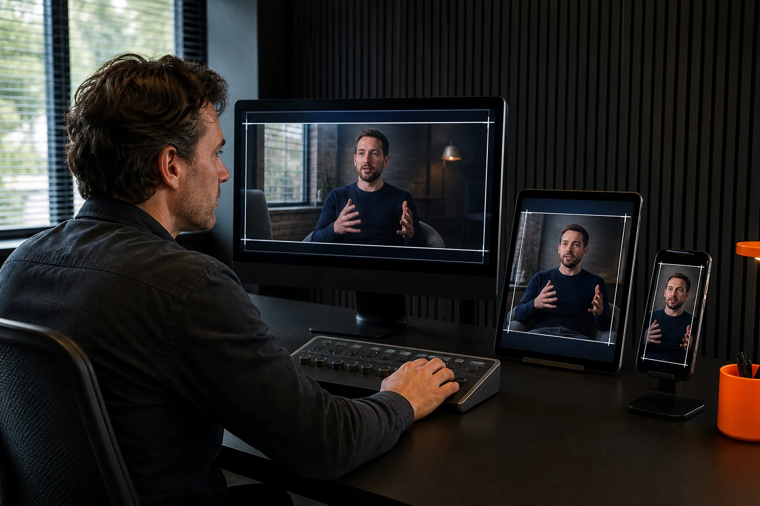 Editor past één interview aan voor breedbeeld, vierkant en verticaal formaat