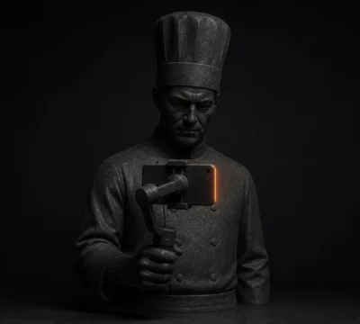 Chef filmt restaurantcontent met een smartphonegimbal