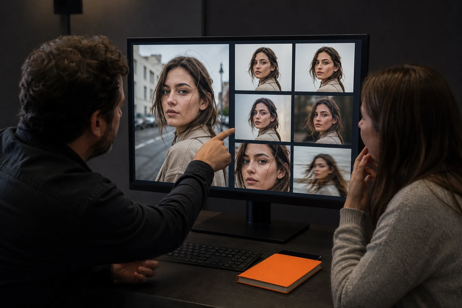 Fotograaf en klant vergelijken zes realistische bewerkingen van hetzelfde portret