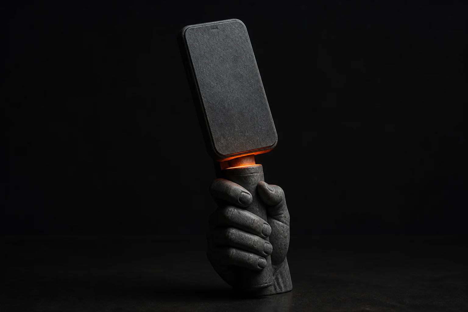 Hand houdt een smartphone rechtop voor het filmen van een woningpresentatie.