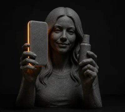 UGC-creator presenteert een product direct voor een verticale smartphonecamera