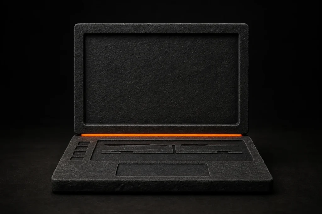 Laptop met ingebouwde videomontage voor gratis software en apps