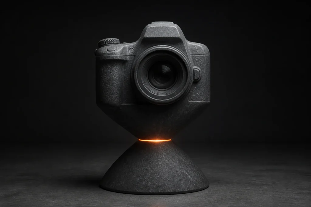 Professionele camera als centraal onderdeel van een vastgoedfotografieproject.