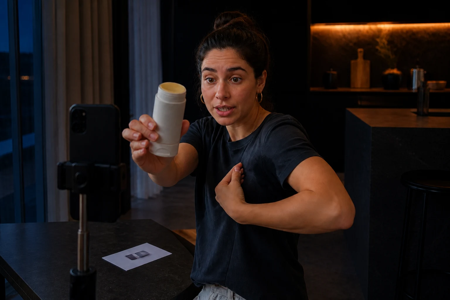 UGC creator opent een verticale productvideo direct met een herkenbaar probleem