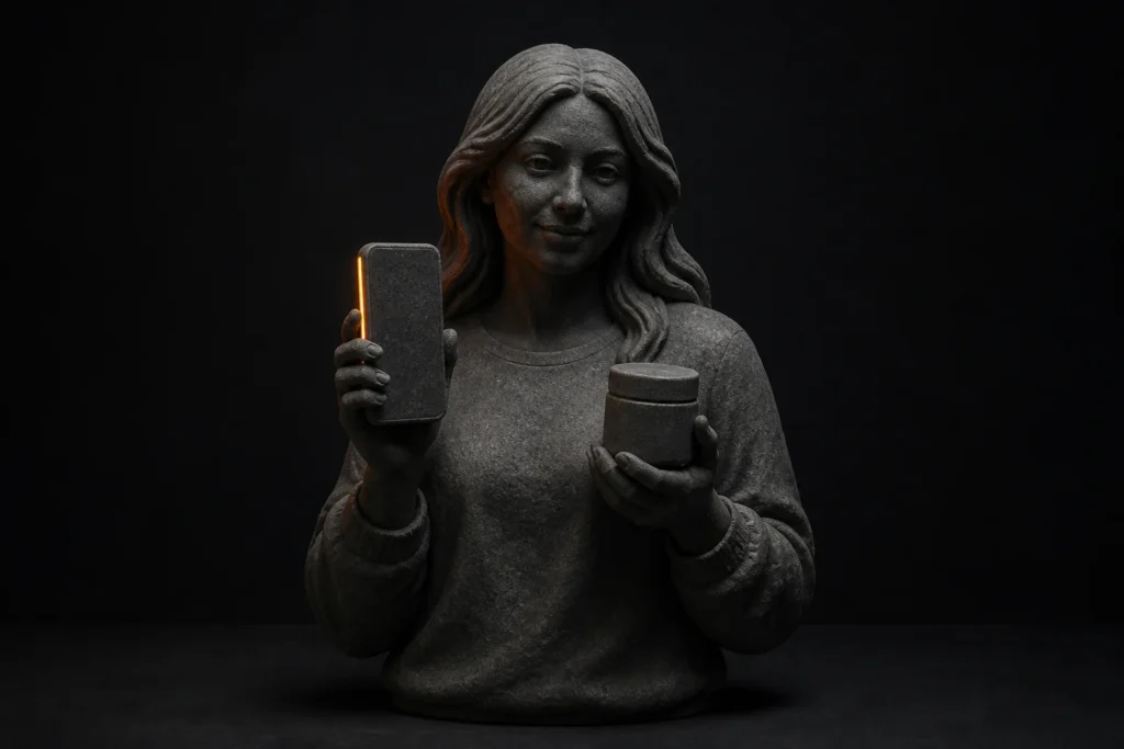 UGC-creator presenteert een product voor een verticale smartphonevideo