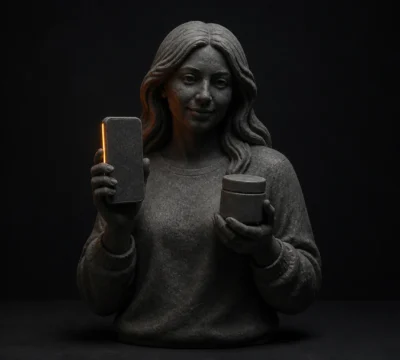 UGC-creator presenteert een product voor een verticale smartphonevideo