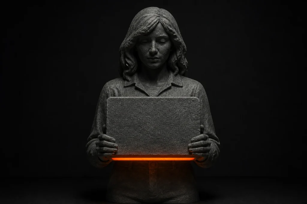 UI UX-designer presenteert een helder digitaal portfolio op een tablet